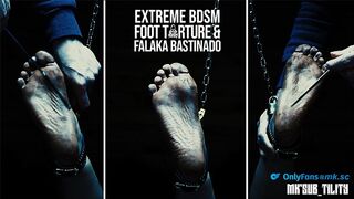 BDSM Hard Falaka Bastinado and Foot Torment on poor slave girl MKsubtility chained in restraints