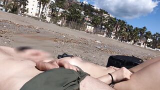 Dick Flashing Next to a Topless Girl – She Looks