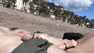 Dick Flashing Next to a Topless Girl – She Looks