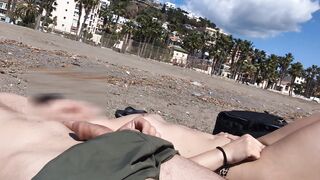 Dick Flashing Next to a Topless Girl – She Looks