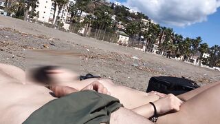 Dick Flashing Next to a Topless Girl – She Looks
