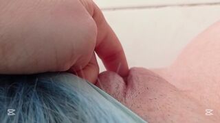 Alone and wet in front of the mirror