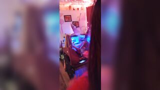 Caught long brunette hair gets on her hands and knees and shakes her ass, after drinking and smoking
