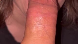 Latina slut sucking cock while husband is at work