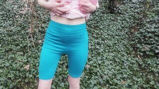 Young woman pees herself