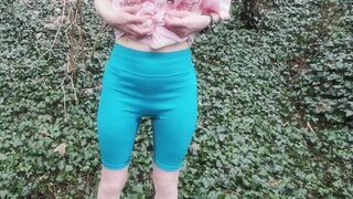 Young woman pees herself