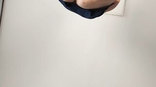 Naughty sexy milf tries on naked clothes. Latina hairy pussy tries on clothes in bed