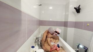 Amateur couple taking mud bath, hairy pussy wife, big ass, big tits.