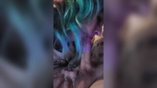 Goth PAWG diabolically bounces ass on big dick for deep creampie