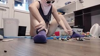 Amateur mom doing yoga naked, hairy pussy, big ass, big tits. Amateur brunette naked vibrator massag