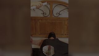 Torture for tied down Slave: Coloring the Balls and Cock with hot Candle Wax - FEMDOM CBT