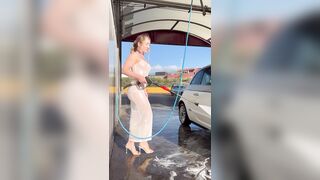 I’m Washing My Car in a See‑Through Dress – Street Voyeur Fantasy