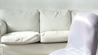 teasing yoga in sunny day in sexy dress