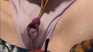 Upclose clip: Masturbating over panties