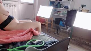 Amateur  doing yoga naked, hairy pussy, big ass, big tits. Amateur brunette naked vibrator massag