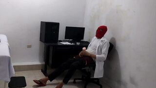 Perverted doctor masturbates after treating a cute patient