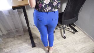 Spying On Coworker With Visible Panty Line In Trousers