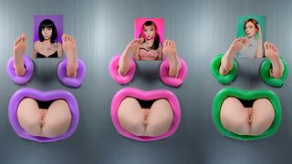 Gloryhole fucking three assholes through a wall, fucking three girls - pinkloving