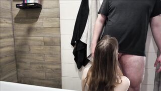 daddy fucked his stepdaughter after shower and cummed a lot on my tits