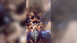 Intense sex in an elevator after getting caught touching herself