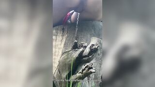 Naughty Outdoor Pee While Sitting on a Log