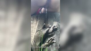 Naughty Outdoor Pee While Sitting on a Log
