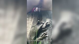 Naughty Outdoor Pee While Sitting on a Log