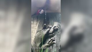 Naughty Outdoor Pee While Sitting on a Log