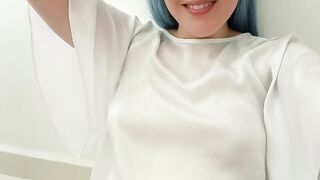 Alone enjoying herself without saying a word