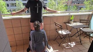 Busty French Girl Sucks My Cock on a Paris Hotel Balcony! "Risky Blowjob"