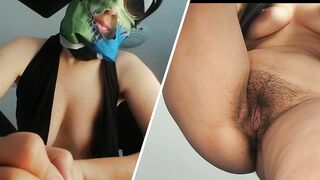 Hot brunette fingers pussy until orgasm with moans. Brunette hairy pussy, big ass, big tits.