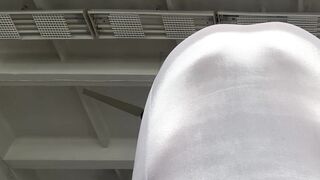 sexy yoga in tight transparent dress