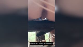 Cum-Dripping Pussy Peeing on a Log in the Forest