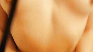 Gag and mask, cum in mouth