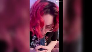 Big Titty Goth Girl Gagging on Dildo