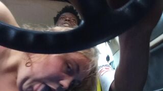 Sucking daddy while he drives