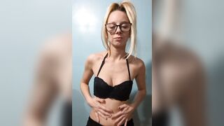 Trying on New Black Pushup Bra