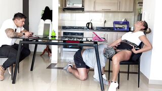 Cuckold gamer! His roommate fucks his girlfriend while he plays video games