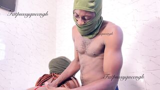 Petite Ebony slut slurping on bbc and cumshot in hardcore fuck