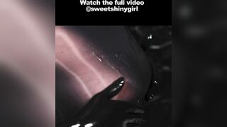 Blonde Girl in Oiled Spandex grabs Cock in Latex Gloves till Cum in her Hands