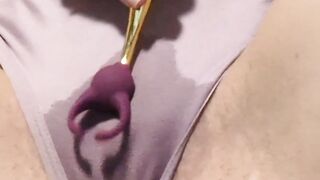 Masturbating with Purple Vibrator: Upclose POV