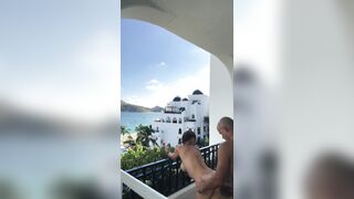 Fucking on the balcony in Mexico looking over the beach (FULL VIDEO)