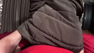 Deep-throat,riding a fat cock and cum play with a down-jacket 266