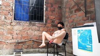 I record my neighbor putting her fingers in her pussy - she catches me..