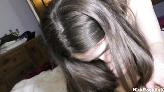 POV Rough Doggy With Petite Pale Babe ! Hair Pulling & Intense Ass Cumshott