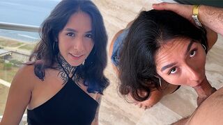 Latina babe gets FUCKED in the Hotel's balcony before the party