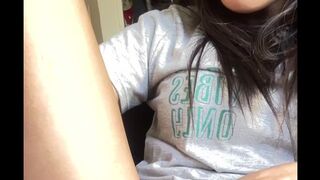 I masturbate ovulating so hot creampie with my big black dildo