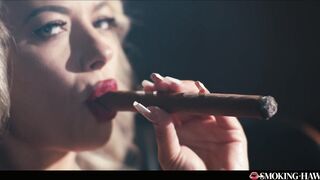 Horny Milf with HUGE Tits Masturbating and Giving Blowjob While Smoking a 9 Inch Cigar