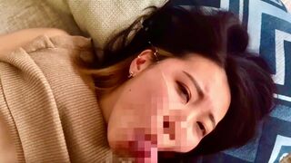 【顔射】おちんぽ大好き痴女が彼氏のデカチンをねっとりフェラでしゃぶり尽くす濃厚な大量ザーメンを可愛い顔にぶっかけ 射精 舌使い 口内射精 フェラ抜き 個人撮影 巨乳 日本人 素人 カップル えむゆみ