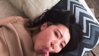 【顔射】おちんぽ大好き痴女が彼氏のデカチンをねっとりフェラでしゃぶり尽くす濃厚な大量ザーメンを可愛い顔にぶっかけ 射精 舌使い 口内射精 フェラ抜き 個人撮影 巨乳 日本人 素人 カップル えむゆみ